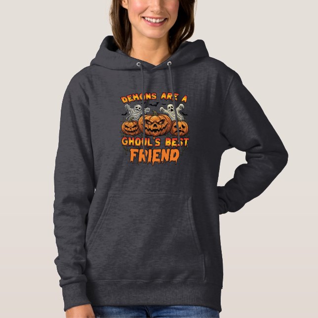 Pull À Capuche Les démons sont des amis de goules citrouilles mom (Devant)