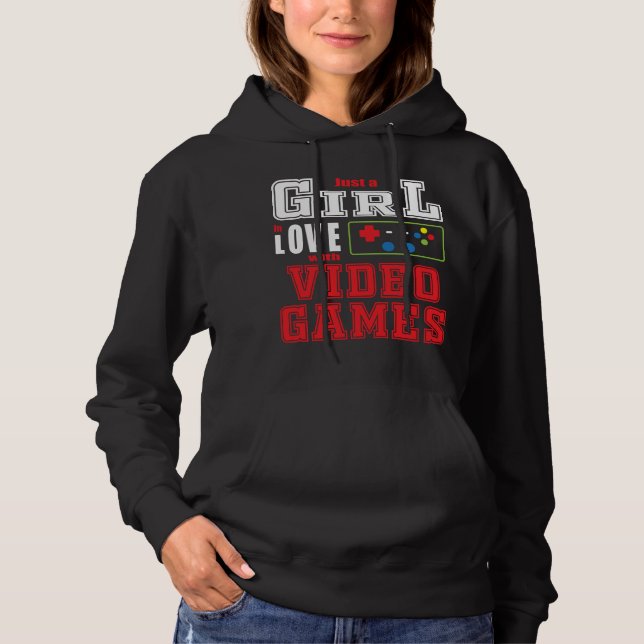 Pull À Capuche Les filles adorent les jeux vidéo (Devant)