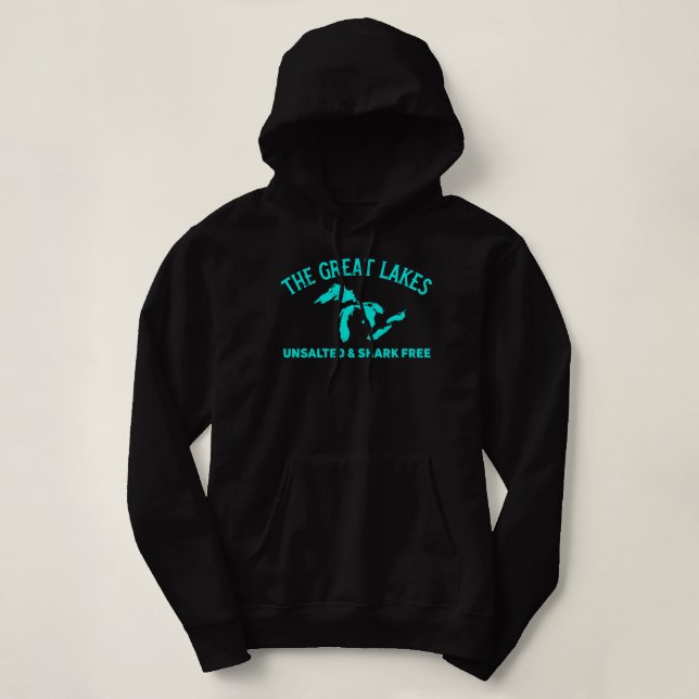 Pull À Capuche Les Grands Lacs non salés et sans requin Michigan  (Design devant)