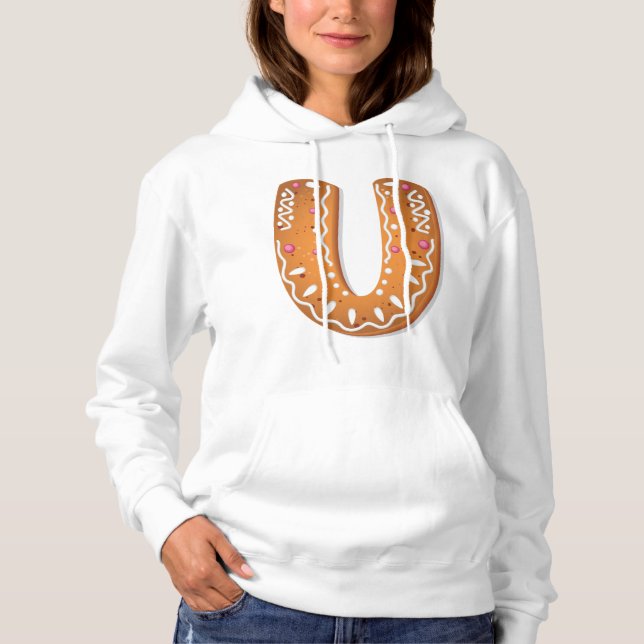 Pull À Capuche Lettre U en pain d'épices Monogramme Cookie de fêt (Devant)