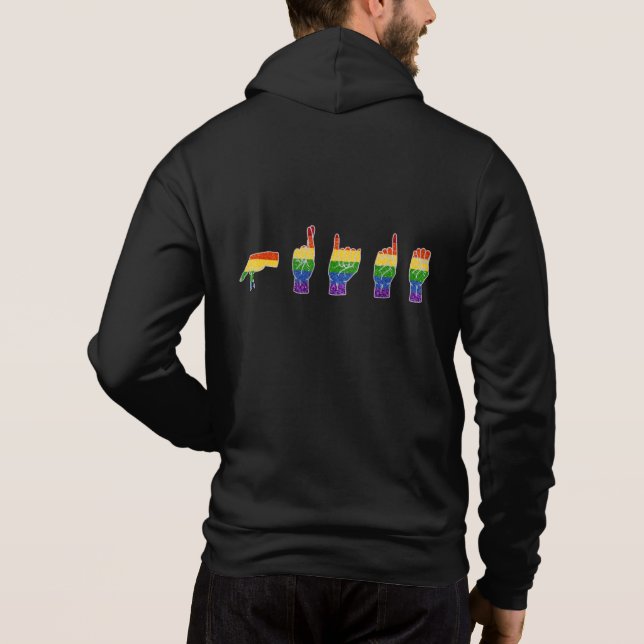 Pull À Capuche LGBT Parties scintillant Rainbow ASL Pride (Dos)