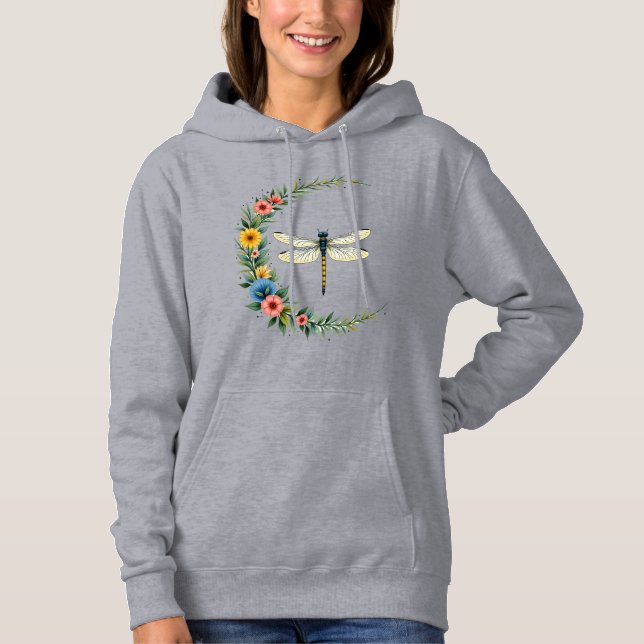 Pull À Capuche Libellule Boho Croissant Lune Signe de Paix Hippie (Devant)