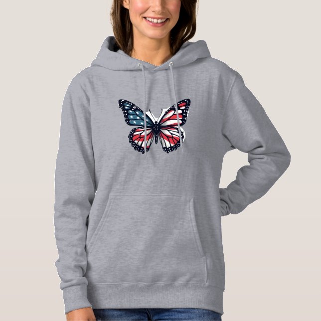 Pull À Capuche Libellule Drapeau Américain Patriotique 4 Juillet  (Devant)