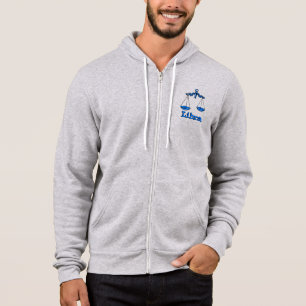 Pull À Capuche Libra les écailles zodiac bleu mens zip up