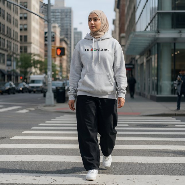 Pull À Capuche LIBRE PALESTINE femme cendres (Créateur téléchargé)