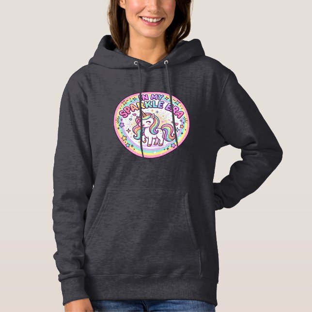 Pull À Capuche Licorne Dans Mon Ère Étincelante Impression Drôle  (Devant)