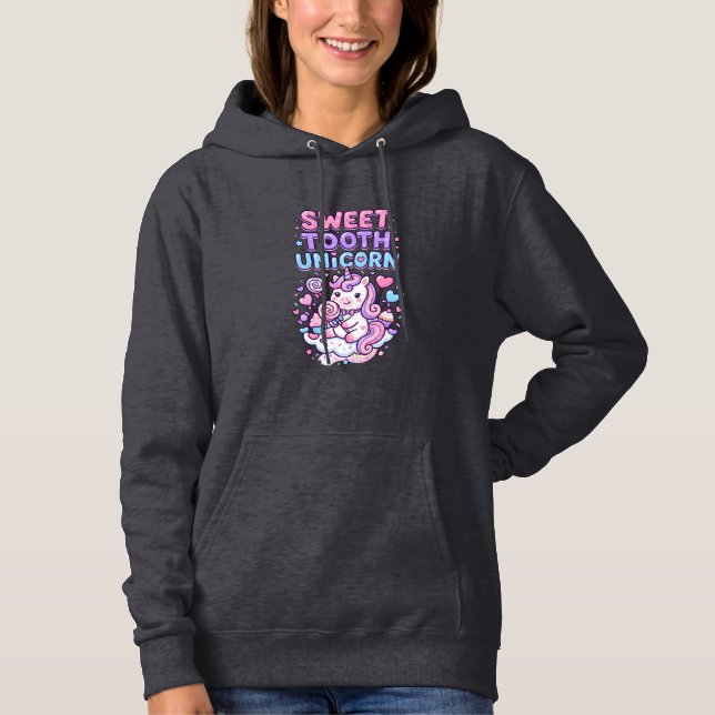 Pull À Capuche Licorne Douce Dent Licorne Mignonne Pastel Mignon  (Devant)