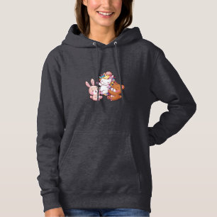 Pull À Capuche Licorne kawaii avec lapin et ours en peluche Manch