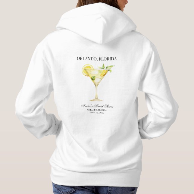 Pull À Capuche Lieu Personnalisé Cocktail Citron Mariage Fête (Dos)