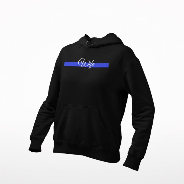 Pull À Capuche Ligne Bleue Mince : Femme de police (Créateur téléchargé)