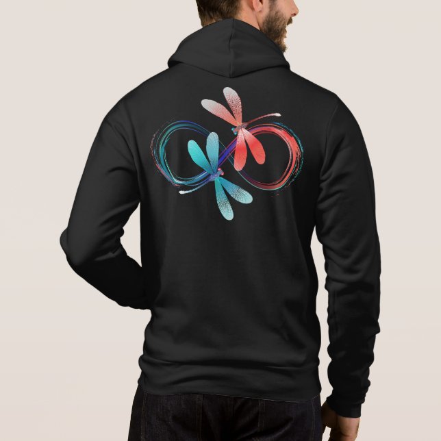 Pull À Capuche L'infini avec des libellules lumineuses (Dos)