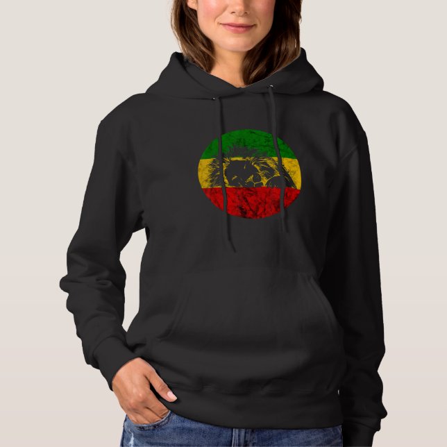 Pull À Capuche Lion Reggae De Juda Rasta Lion Etophian Jamaïque R (Devant)