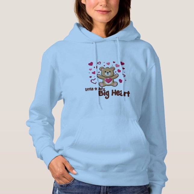 Pull À Capuche "Little Teddy Big Heart" Ourson Mignon Femmes  (Devant)