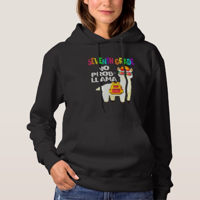 Pull À Capuche Llama de septième année sans problème, premier jou (Devant)
