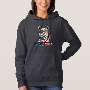 Pull À Capuche Llamerica Llama Patriotique Design Vector Vintage_