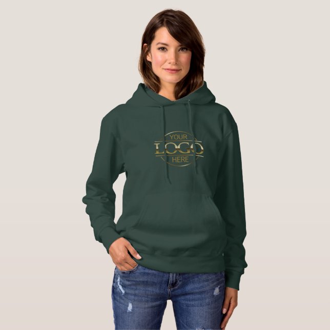 Pull À Capuche Logo d'entreprise moderne personnalisé Vert foncé (Devant entier)