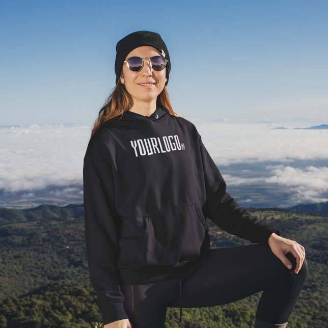 Pull À Capuche Logo d'entreprise simple noir pour femmes (Créateur téléchargé)