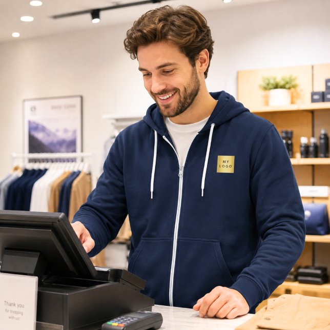 Pull À Capuche Logo d'entreprise Staff Bleu Vêtements de travail (Créateur téléchargé)
