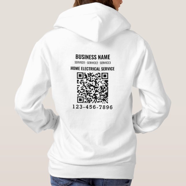Pull À Capuche Logo Entreprise Code QR Travail personnalisé (Dos)