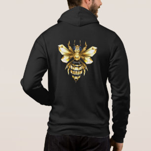 Pull À Capuche Logo Faux Gold Foil Bee Polygonal sur Noir