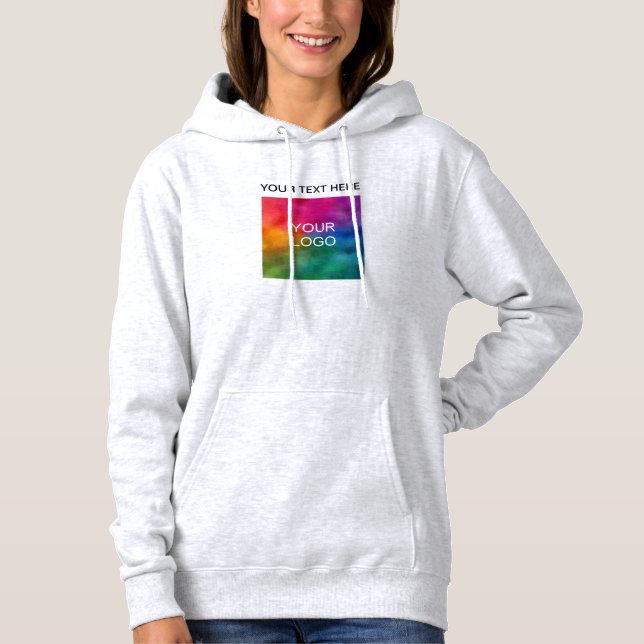 Pull À Capuche Logo Nom Personnalisé Femme Moderne Gris Cendré (Devant)