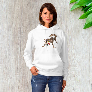 Pull À Capuche Loup de dessin animé avec une expression de folie