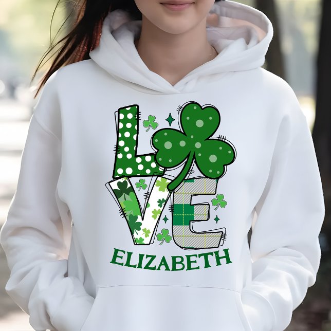 Pull À Capuche Love Cute Green St Patrick's Day Personnalisé (Créateur téléchargé)