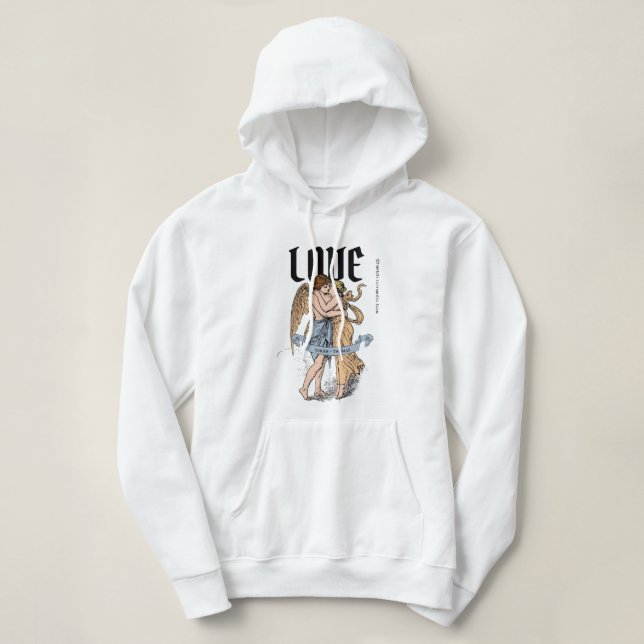 Pull À Capuche Love Embrace – Illustration d'un couple romantique (Design devant)