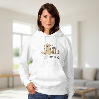Pull À Capuche Love Has Paws - Golden Retriever and Cat Adult Pul