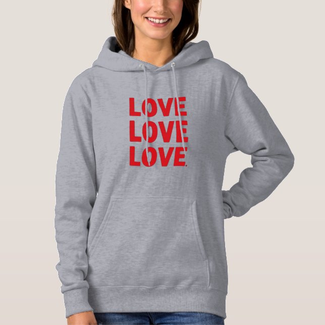 Pull À Capuche Love Love Love – Typographie Gras pour la Saint-Va (Devant)