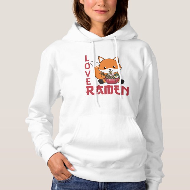 Pull À Capuche Love Ramen Cute Fox Kawaii Foxes (Devant)
