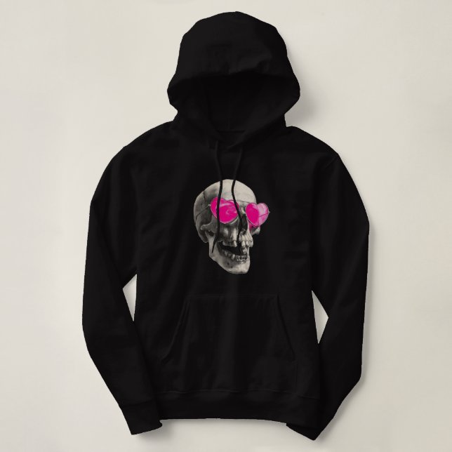 Pull À Capuche 💗 Love Skull – Lunettes de soleil cœur rose (Design devant)
