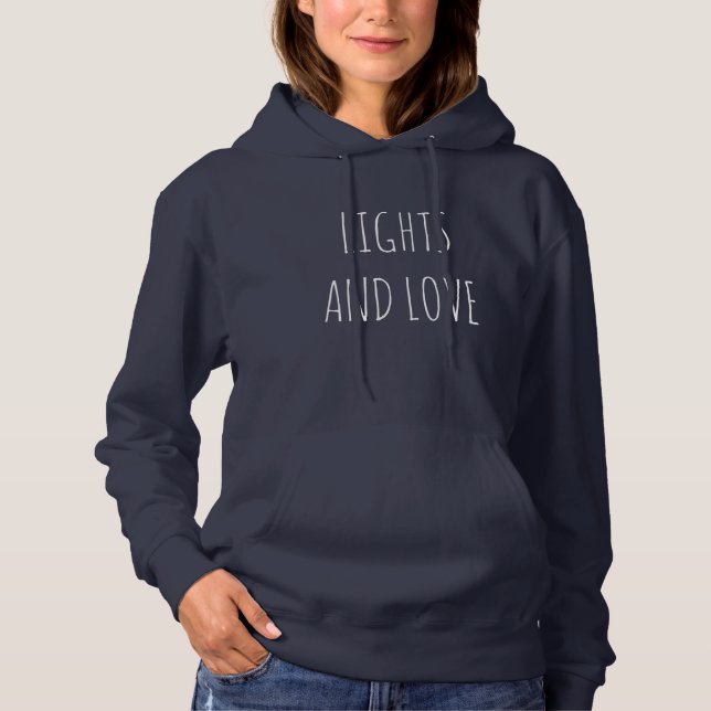 Pull À Capuche LUMIÈRES ET AMOUR | Graphique de texte simple pour (Devant)