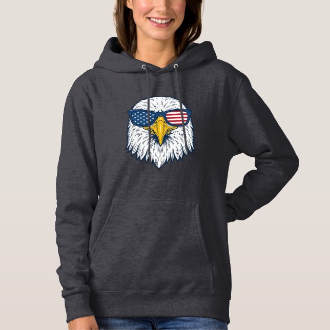 Pull À Capuche Lunettes de soleil aigle patriotique dessin vector (Devant)