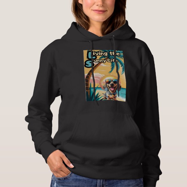 Pull À Capuche Lunettes de soleil et poutres de soleil : Chien él (Devant)