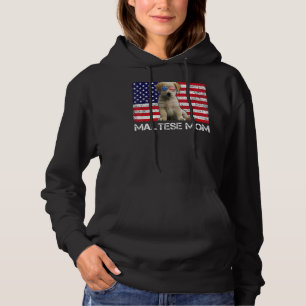 Pull À Capuche Lunettes de soleil Maltese Maman Drapeau américain