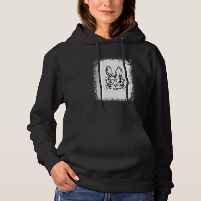 Pull À Capuche Lunettes léopard à visage de lapin blanchies Happy (Devant)