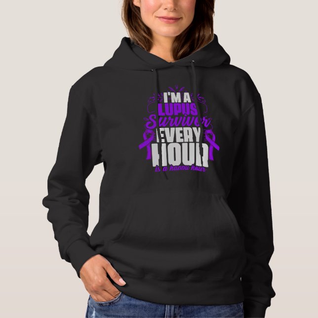 Pull À Capuche Lupus Survivant Lupus Purple Ribbon Lupus Sensibil (Devant)
