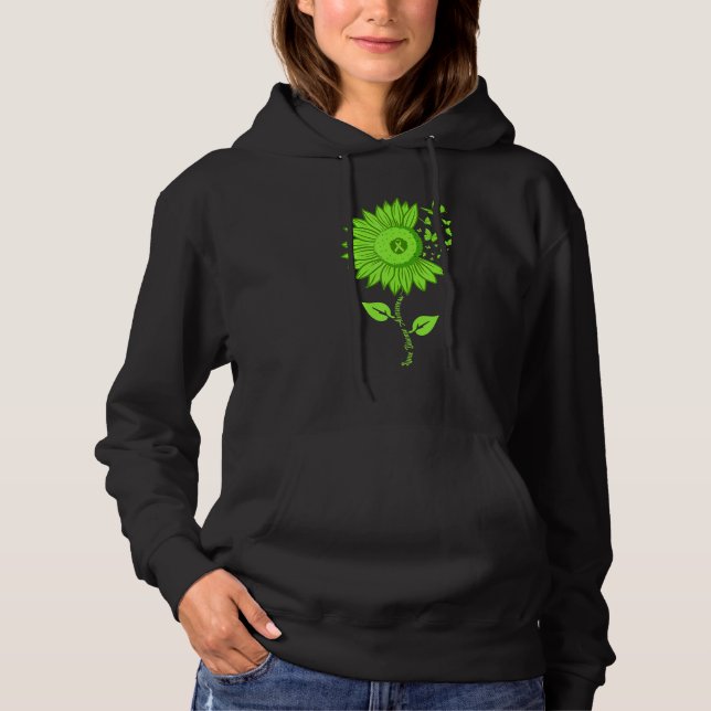 Pull À Capuche Lyme Maladie Sensibilisation Tournesol Vert Ruban  (Devant)