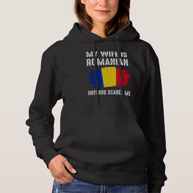 Pull À Capuche Ma Femme Est Roumaine Roumanie Fierté Drapeau Héri (Devant)