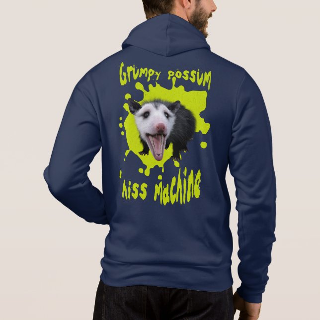 Pull À Capuche Machine à siffler drôle opossum grincheux humour s (Dos)
