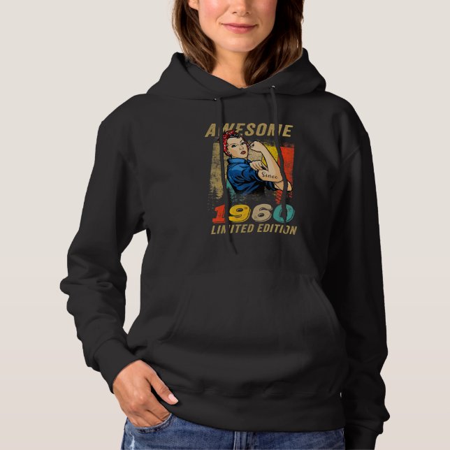 Pull À Capuche Magnifique Depuis 1960 Anniversaire Pour Femmes (Devant)