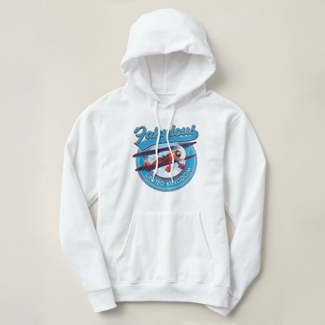 Pull À Capuche Magnifique patch de voyage au Royaume-Uni. (Design devant)