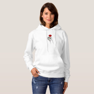 Pull À Capuche Main tenant une rose - Art minimaliste pour femmes