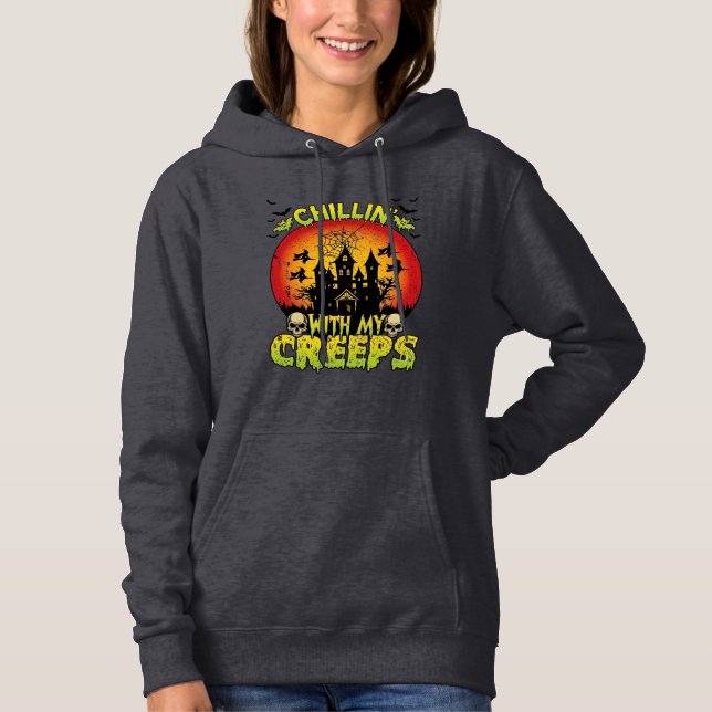 Pull À Capuche Maison hantée de Chill Creeps Halloween Sorcières  (Devant)