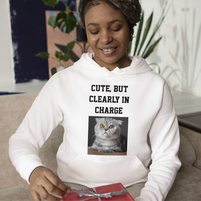 Pull À Capuche Maman Chat Moderne Texte Personnalisé Photo d'Anim (Créateur téléchargé)