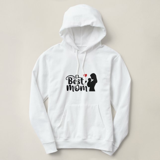 Pull À Capuche Maman Love Typographie Art Moderne Et Beau (Design devant)