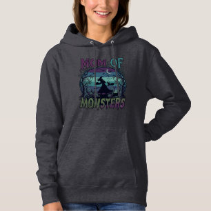 Pull À Capuche Maman Monstres Halloween Sorcière Lune Citrouilles
