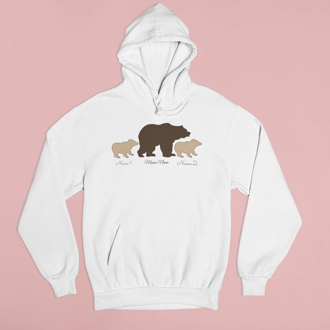 Pull À Capuche Maman Ourse Personnalisée Avec 2 Noms D'Enfants Ca (Créateur téléchargé)