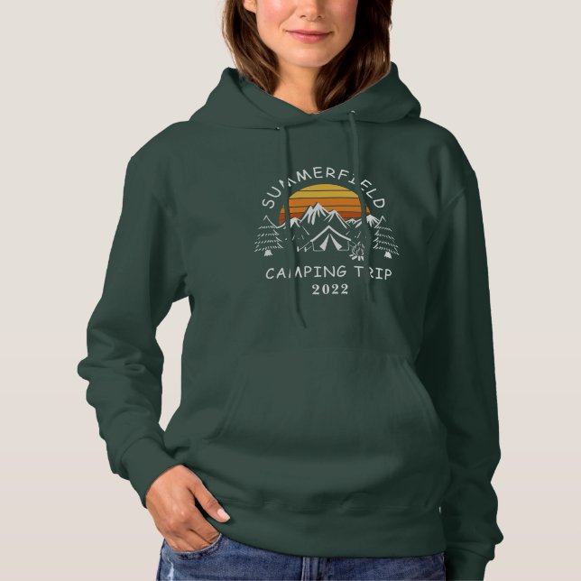 Pull À Capuche Maman personnalisée Camping Famille Vacances Corre (Devant)
